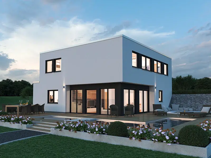 Spektral-Haus. Massic gebaut im Saarland, Qbus-Form mit schöner Fensterfront